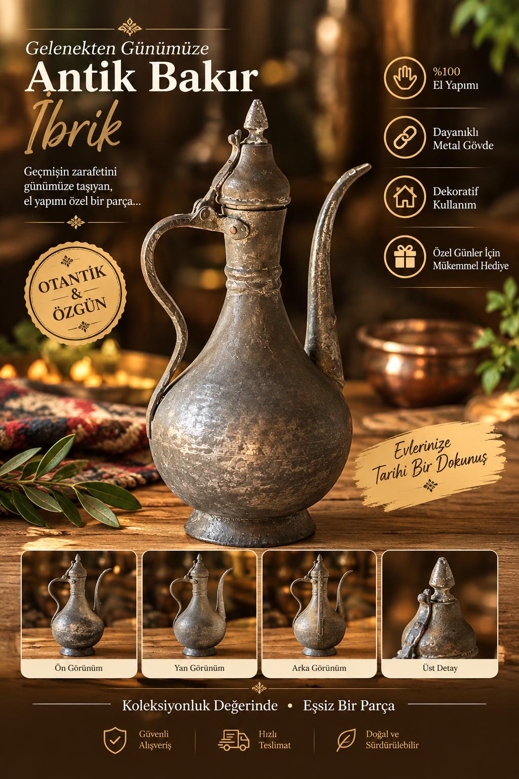 Dekoratif Bakır İbrik